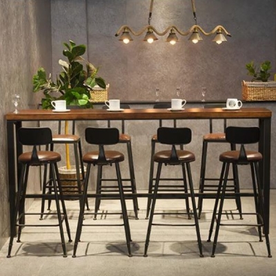 Shoppen Sie Rechteckiger Terrassen-Bartisch mit Fu&szlig;st&uuml;tze und brauner Cocktailtisch
