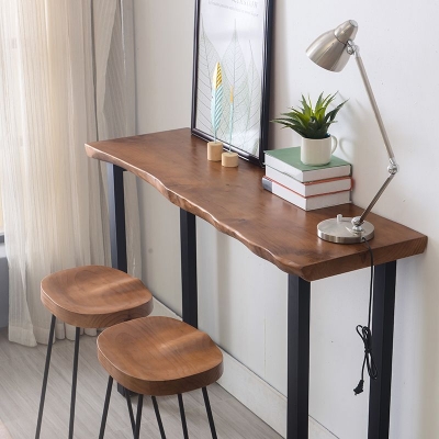 Industrielles Tresenset aus Massivholz, 1/2/3-teilig, Wohnzimmer-Barhocker und Tischset