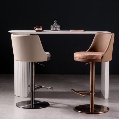 Barhocker im zeitgen&ouml;ssischen Stil, runder gepolsterter Barhocker mit Metallgestell