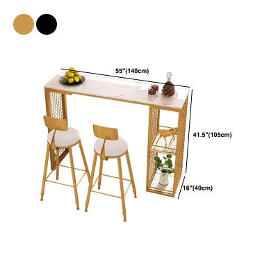 Rechteckiger Bartisch mit Marmorplatte, Glamour-Pub-Tisch mit Metallsockel