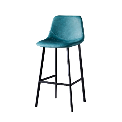 Zeitgen&ouml;ssischer Thekenhocker aus Kunstleder, Bucket-Hocker mit niedriger R&uuml;ckenlehne und Metallbeinen