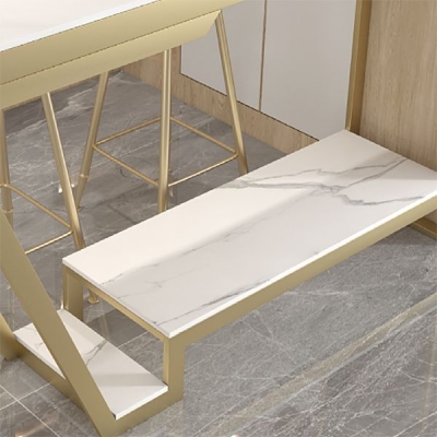 Bar-Esstisch aus Stein, moderner rechteckiger Bartisch mit Bock f&uuml;r das Wohnzimmer
