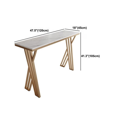 Glam Marmor-Bistrotisch mit rechteckiger Tischplatte, goldener Doppels&auml;ulentisch &ndash; 41,3" H