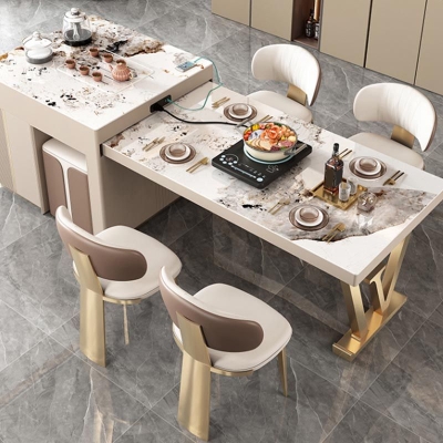Stuhl im nordischen Glam-Stil, armlose Esszimmerst&uuml;hle f&uuml;r die K&uuml;che, mit Metallbeinen