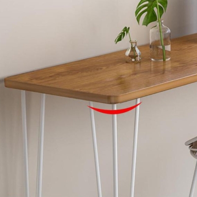 Bartisch mit polierter Holzplatte, Pub-Tisch mit Metallrahmen im Glam-Stil