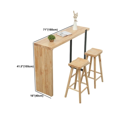 Bartisch im industriellen Stil, rechteckiger Bistro-Bartisch aus massivem Holz mit doppeltem Sockel
