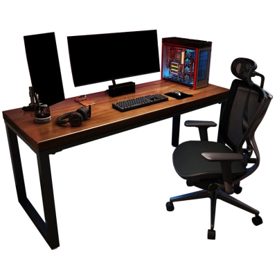 Table d'&eacute;criture industrielle en bois massif, bureau rectangulaire pour la maison