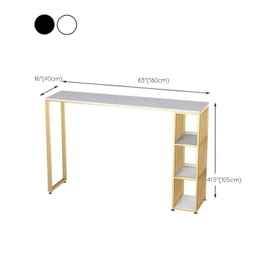 Glamour&ouml;ser rechteckiger Kneipentisch, Bartisch mit 3 Ablagen aus Kunstmarmor und Metallsockel