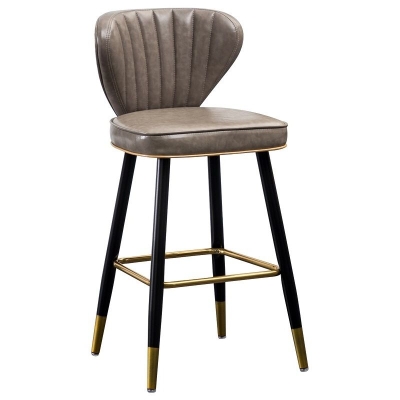 Sgabello da bar moderno in metallo, ecopelle, con 4 gambe
