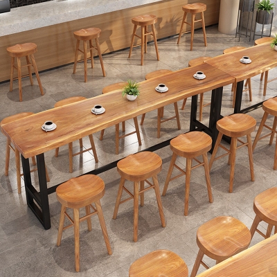 Esszimmerhocker aus massivem Holz, moderne Barhocker mit Fu&szlig;st&uuml;tze