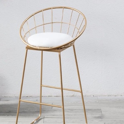 Esszimmerhocker im Glam-Stil, niedrige R&uuml;ckenlehne, Barhocker aus Metall mit Fu&szlig;st&uuml;tze