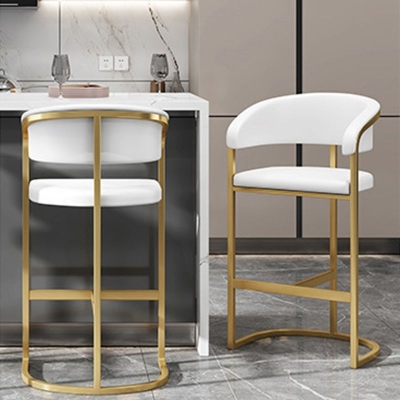 Glam Restaurant-Lederhocker, Barhocker mit Fu&szlig;st&uuml;tze aus Metall und mattem Finish