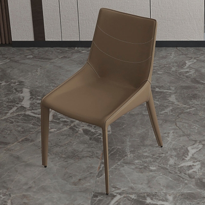 Sedia da pranzo in pelle, stile minimalista, con schienale massiccio e senza braccioli