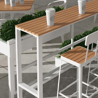Zeitgen&ouml;ssischer rechteckiger Bartisch aus Holz, Bistro-Barschreibtisch mit Bockgestell