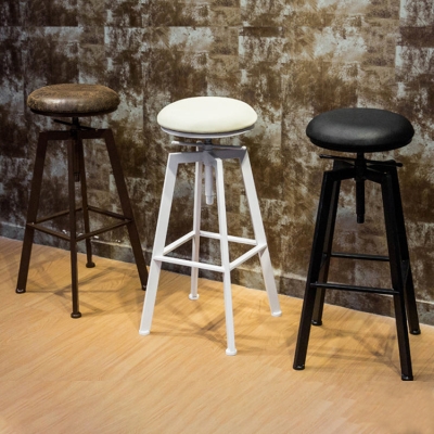 Runder Sitz, armloser Barhocker, moderner, drehbarer Barstuhl mit Metallbeinen