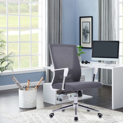 Moderner Schreibtischstuhl aus Kunststoff mit hoher R&uuml;ckenlehne und Netz-Home-Office-Stuhl