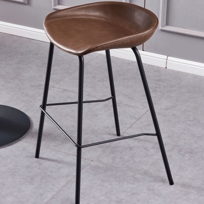 Thekenhocker im Industriestil, armloser, gepolsterter Barhocker mit Metallbeinen