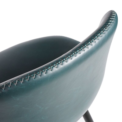 Barhocker aus Leder, moderner Barhocker mit R&uuml;ckenlehne f&uuml;r Bristol mit Metallbeinen