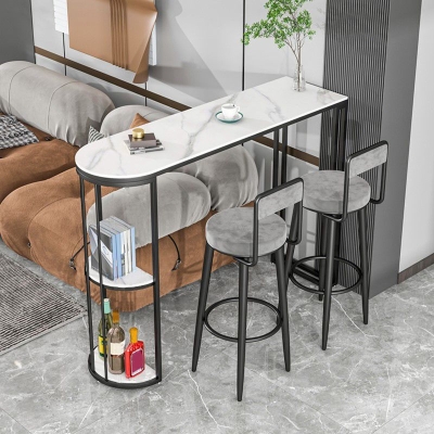 Modernes 1/2/3-teiliges Bartisch-Set aus Stein, Tresentisch mit hohen Hockern