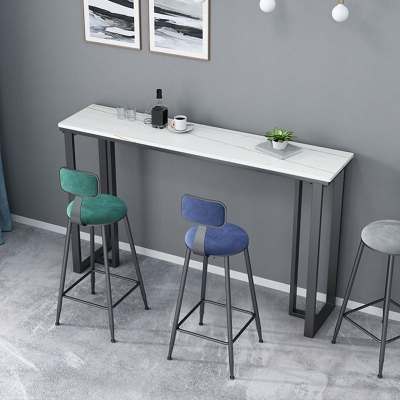 Tavolo da bar industriale da altezza Tavolo da bistr&ograve; con piano in pietra con base nera