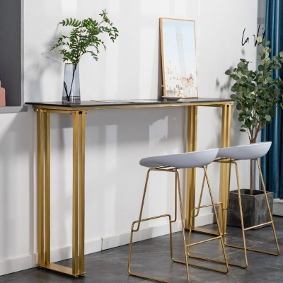 Rechteckiger Veranstaltungs- und Cocktailtisch f&uuml;r den Innenbereich, Thekentisch aus Glamour-Stein und Metall