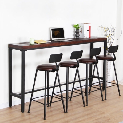 Industrieller, armloser Thekenhocker mit R&uuml;ckenlehne, Caf&eacute;-Barhocker aus Eisen mit Sitz und Pedal