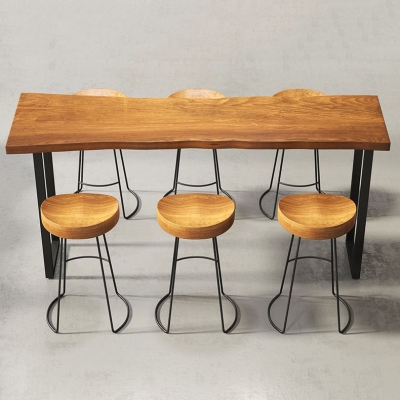 Set tavolo da bar moderno da 1/4/7 pezzi Tavolo da bancone rettangolare in legno di pino con sgabelli per bar