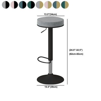 Glam anhebbarer, drehbarer Thekenhocker, Caf&eacute;-Barhocker aus Stahl mit Samtkissen und Pedal
