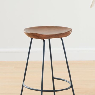 Zeitgen&ouml;ssischer Tresenhocker aus Massivholz mit Sattelsitz und Wohnzimmer-Barhocker