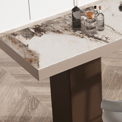Moderner Bar-Esstisch, rechteckiger Stein-Bartisch f&uuml;r Wohnzimmer