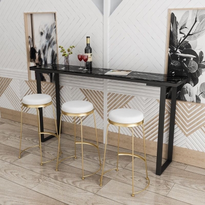 Tisch mit Kunstmarmorplatte, moderner Bistro-Pub-Tisch mit Metallsockel