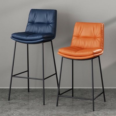 Skandinavischer Metall-Barhocker, Kunstleder-Thekenhocker mit 4 Beinen aus Eisen