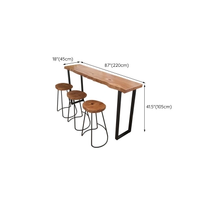 Moderner Bartisch aus schwarzem Eisen, Massivholz-Pub-Tisch mit doppeltem Sockel f&uuml;r die Terrasse