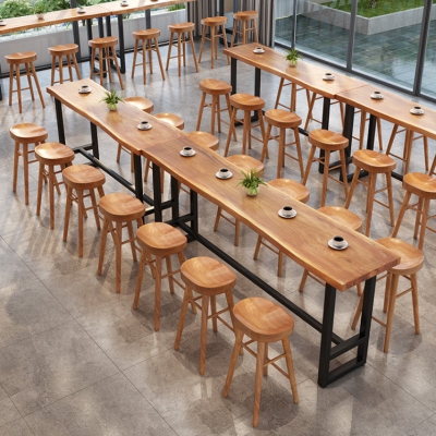 Moderner Bar-/Esstisch aus massivem Holz in Barh&ouml;he mit Barh&ouml;he f&uuml;r den Laden