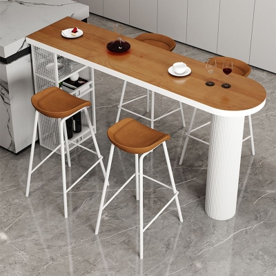 Massivholz-Bistrotisch, Sockel, Spezial-Bar-Esstisch mit Regalen