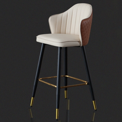 Glam Leder-Barhocker mit R&uuml;ckenlehne und Metallbeinen