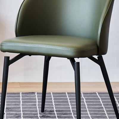 Armloser Stuhl mit massiver R&uuml;ckenlehne, Esszimmerst&uuml;hle aus PU-Leder im Industriedesign