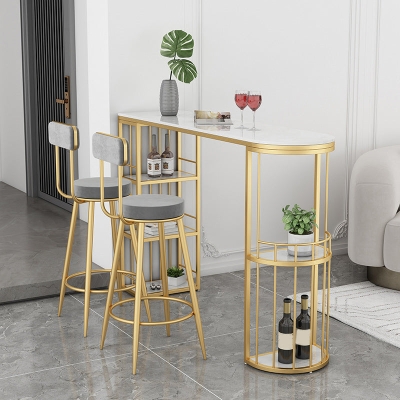 Set tavolo da bar in stile moderno Tavolo da bar in pietra da 1/3 pezzi con sgabelli imbottiti