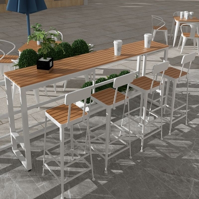 Modernes Kneipentisch-Set aus Holzwerkstoff, 1/2/5-teilig, rechteckiges Trestle-Theken-Set