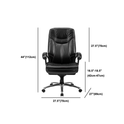Moderne fauteuil met gewatteerde armen en kantelmechanisme, zwarte bureaustoel
