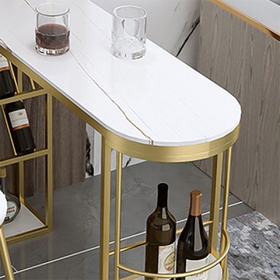 Zeitgen&ouml;ssisches 1/2/3-teiliges Bartisch-Set, rechteckiger Stein-Bartisch mit hohen Metallhockern
