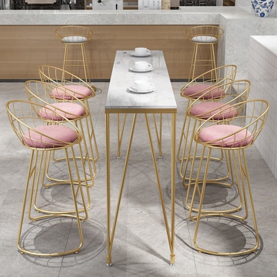 Esszimmerhocker mit Glam-R&uuml;ckenlehne, runde armlose Barhocker mit Kissen