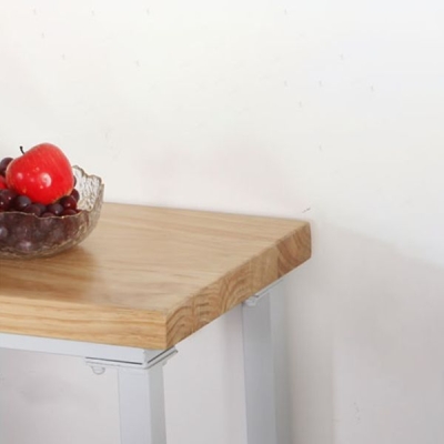 Bar-Esstisch aus Holz, industrieller Cocktailtisch in Barh&ouml;he mit Metallsockel
