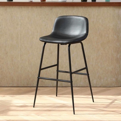 Esszimmerhocker aus Kunstleder, industrielle Barhocker mit schwarzem Metallgestell