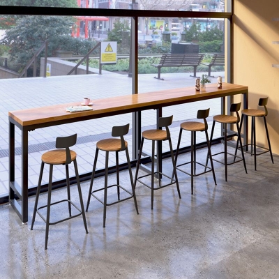 1/7-teiliges Bartisch-Set im industriellen Stil, rechteckiges Kneipen-Set aus massivem Holz