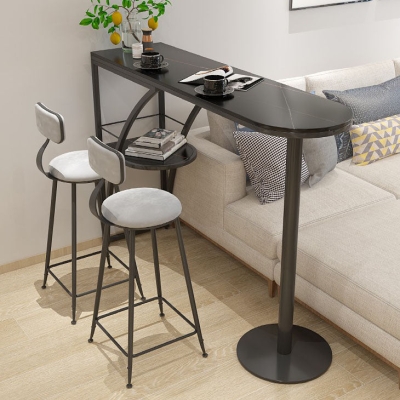 Gegenhoher Kneipentisch mit Steinplatte, ovaler Glamour-Cocktail-Bartisch f&uuml;r das Wohnzimmer