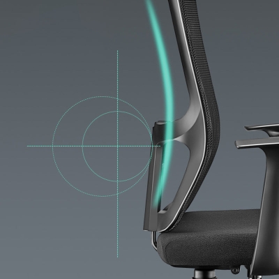 Ergonomischer Schreibtischstuhl aus Netzstoff mit mittlerer R&uuml;ckenlehne und drehbaren Rollen
