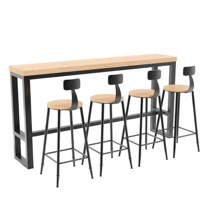 Pub-Essgruppe aus massivem Holz, 1/2/5/9-teilig, rechteckig, f&uuml;r den Innenbereich, glamour&ouml;se Thekenh&ouml;he
