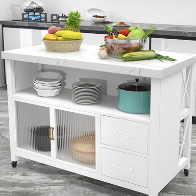 Moderner rechteckiger Vorbereitungstisch f&uuml;r Esszimmer und K&uuml;che mit Schublade