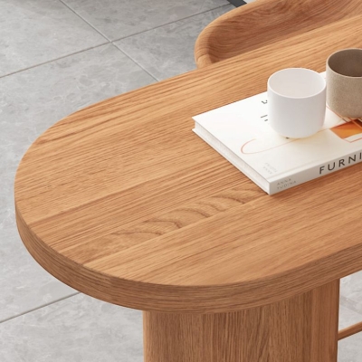 Holz-Bartisch im zeitgen&ouml;ssischen Stil, Bistro-Barschreibtisch mit doppeltem Sockel
